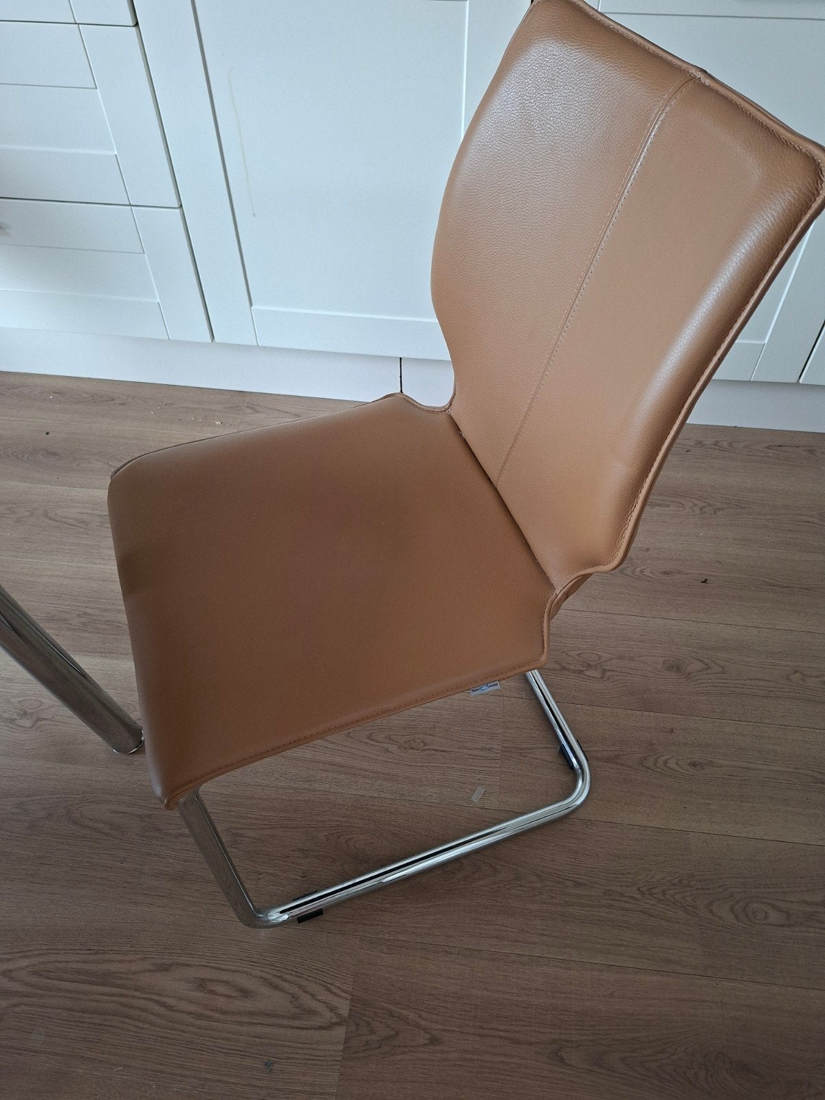 Bree's New World Eetkamerstoel - Cognac Leer, Huis en Inrichting, Stoelen, Ophalen, Gebruikt, Bruin, Leer