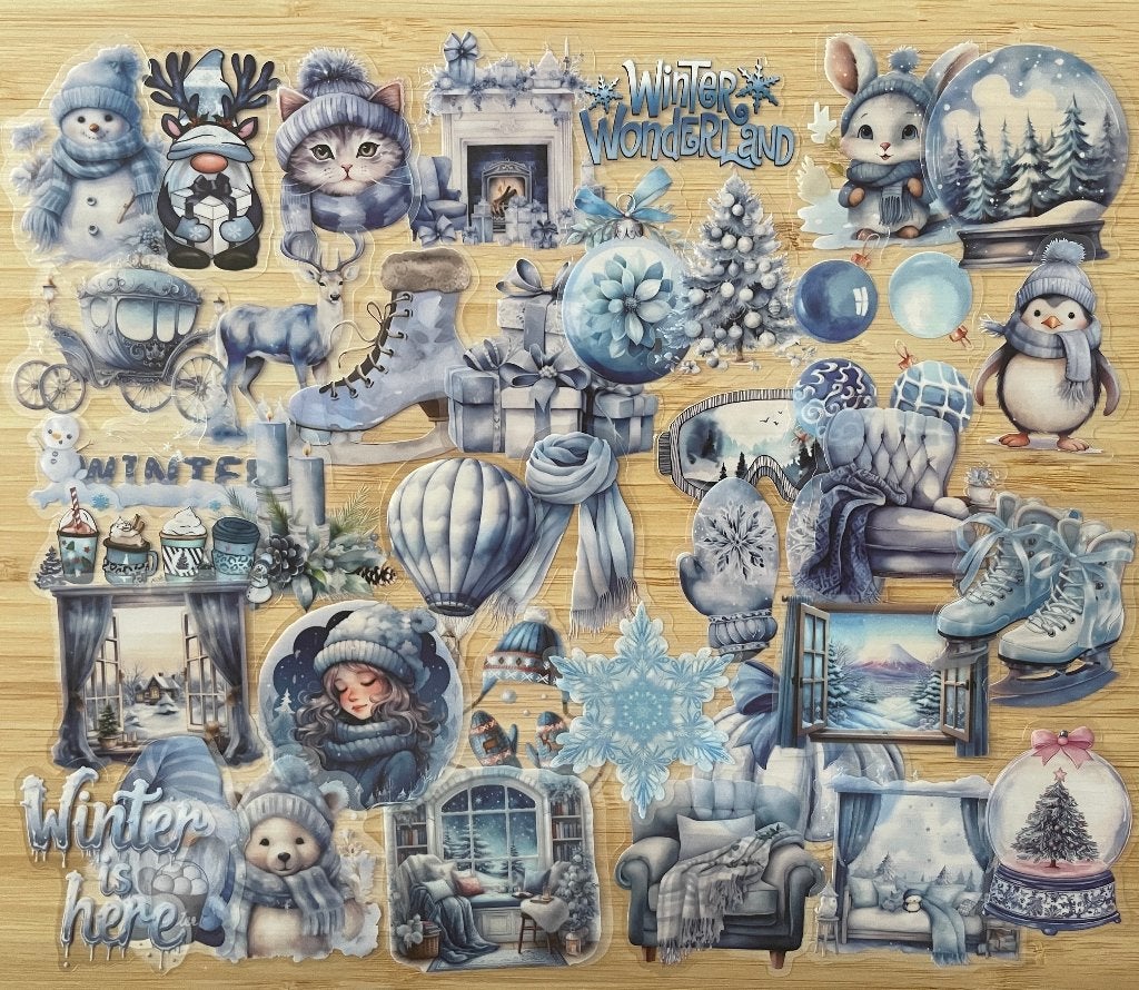 Winter, sneeuw, schaatsen, kerst stickers, Verzenden, Nieuw, Meerdere stickers