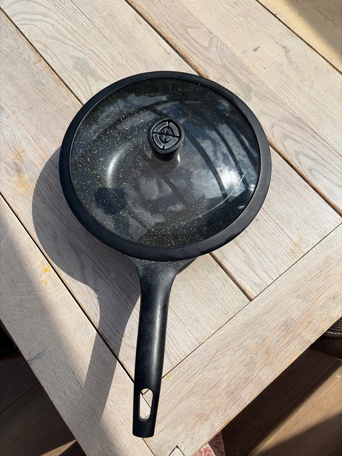 Sola wokpan 28 cm met glazen deksel, Ophalen of Verzenden, Gebruikt, Overige materialen, Wok