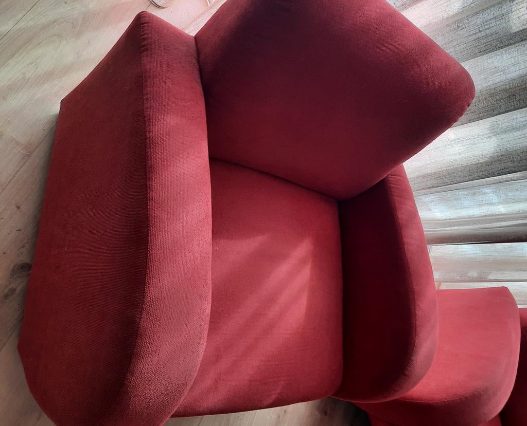Set van 2 rode fauteuils - Comfortabel en stijlvol, Ophalen, Modern, Comfortabel, Gebruikt, 75 tot 100 cm