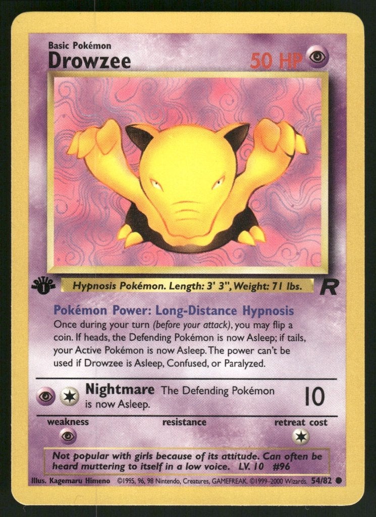 Drowzee 54/82 - Team Rocket (1st edition) (NM), Verzenden, Gebruikt