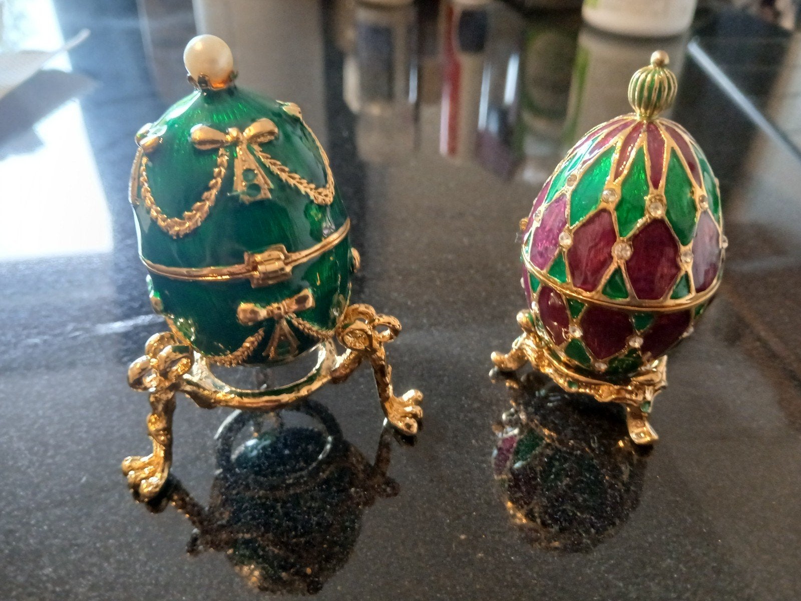 Luxe Faberge stijl sieradendoosjes / decoratieve eieren (Set, Verzamelen, Ophalen of Verzenden, Zo goed als nieuw