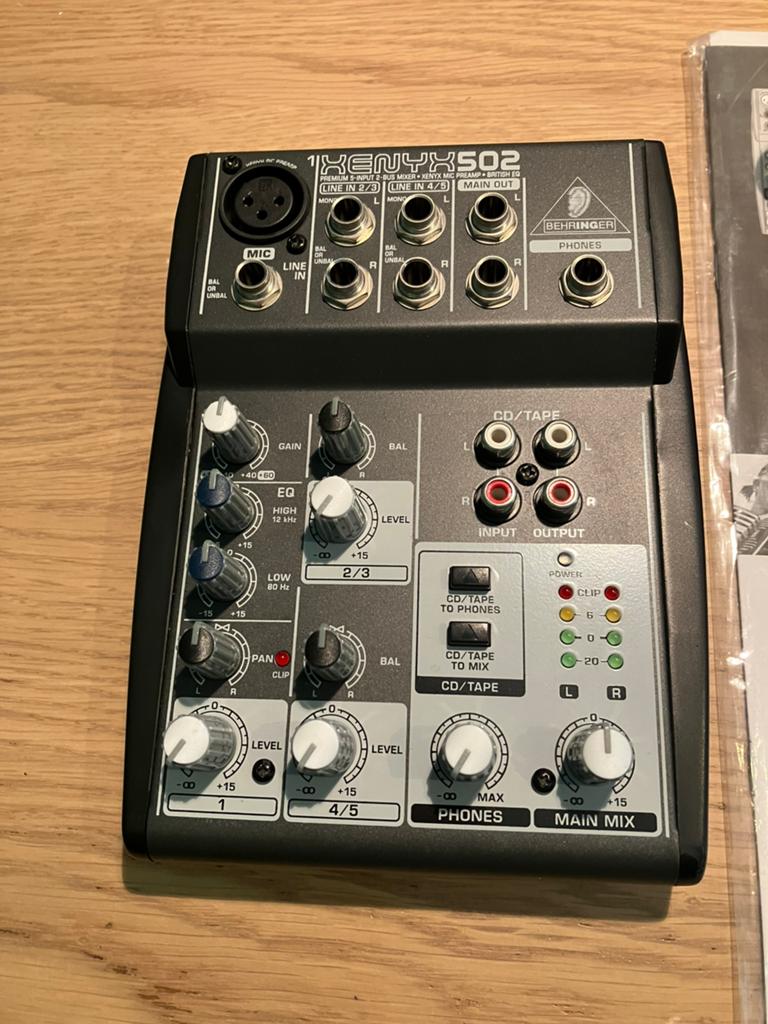 Behringer Xenyx 502 mengpaneel - Als nieuw -, Muziek en Instrumenten, Mengpanelen, Ophalen of Verzenden, Zo goed als nieuw, 5 tot 10 kanalen
