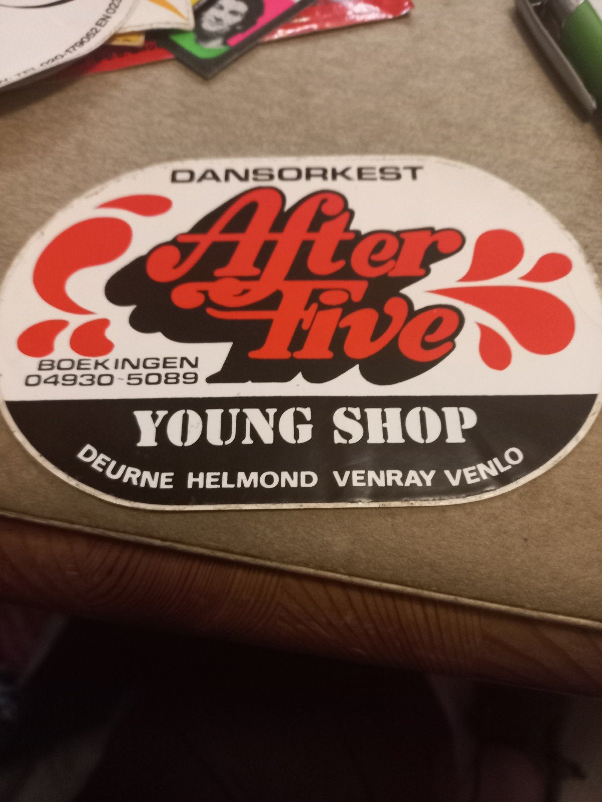 Vintage Dansorkest After Five Sticker Young Shop, Ophalen of Verzenden