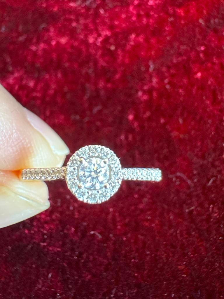 Prachtige Gele Gouden Verlovingsring met Diamanten, Sieraden, Tassen en Uiterlijk, Ringen, Ophalen of Verzenden, Zo goed als nieuw