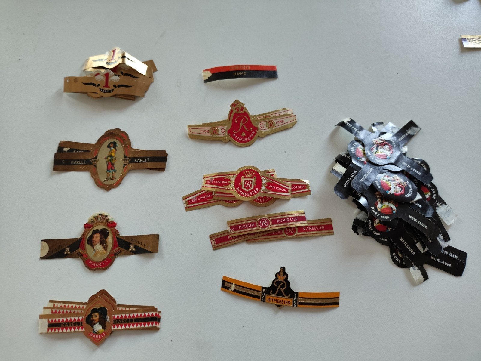 Collectie vintage sigarenbandjes - Karel I & Ritmeester, Ophalen of Verzenden, Gebruikt