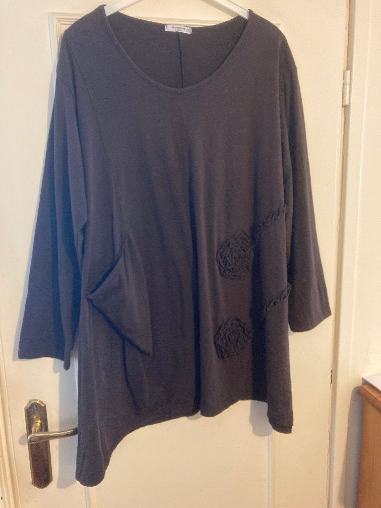 Aparte bruine rekbare katoenen tuniek van Moonshine, maat XL, Bruin, Verzenden, Blouse of Tuniek, Zo goed als nieuw
