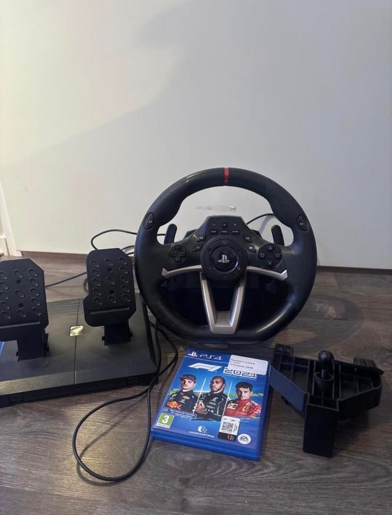 PlayStation racestuur met pedalen en F1 2021 game, Ophalen, Gebruikt, Stuur of Pedalen, PlayStation 4