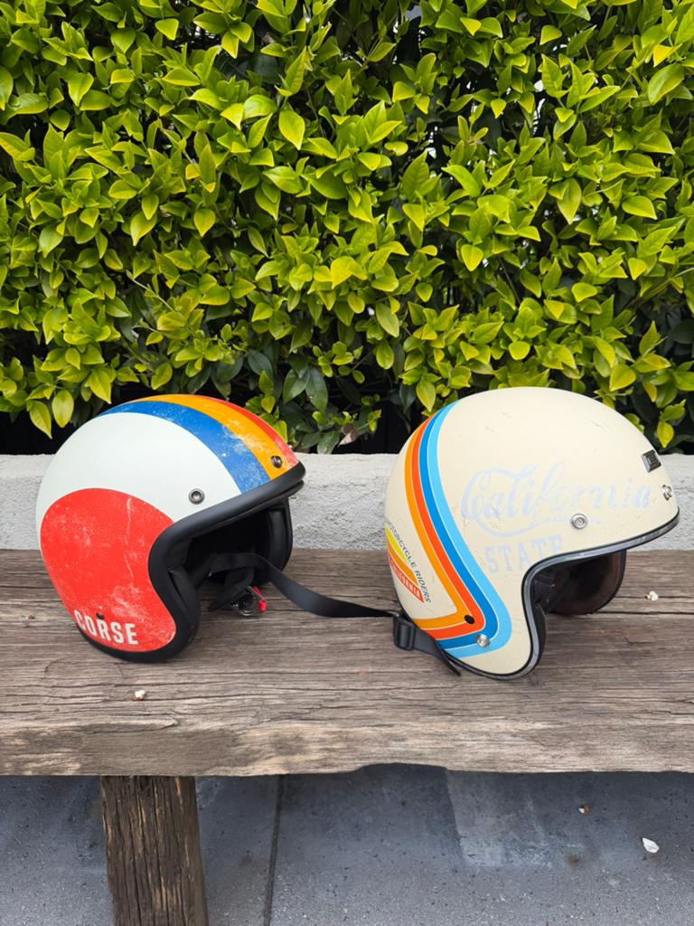 Leuke old timer helmpjes! Leuk voor met zn 2e op de zcooter!, Ophalen of Verzenden, Zo goed als nieuw, Extra large of groter