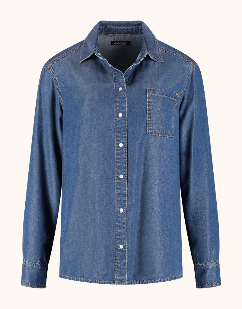 LADRESS denim lyocell blouse met kaartjes - NIEUW, Blauw, Maat 46/48 (XL) of groter, Nieuw, Ophalen of Verzenden
