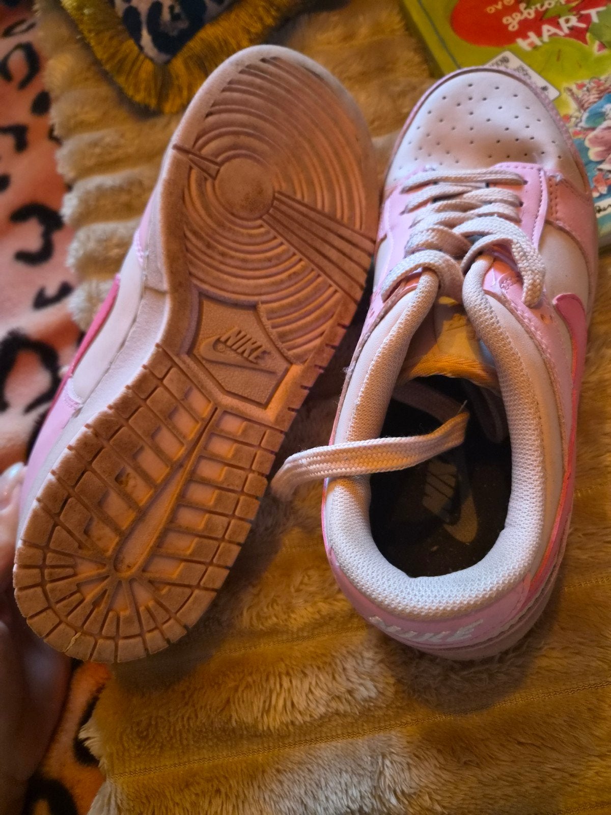 Roze Nike Dunk Low sneakers voor meisjes maat 38, Ophalen of Verzenden, Sneakers of Gympen, Roze, Gedragen