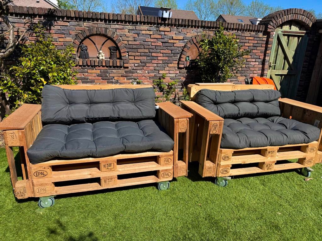Pallet loungeset- incl pallet, Ophalen, 4 zitplaatsen, Zo goed als nieuw, Loungeset