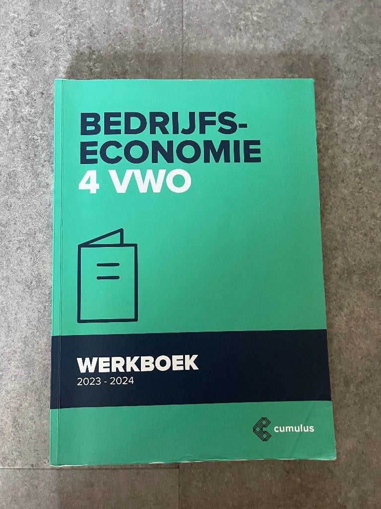 Cumulus - Bedrijfseconomie - 4 VWO - Werkboek 2023-2024, Boeken, Schoolboeken, VWO, Cumulus, Ophalen of Verzenden, Zo goed als nieuw