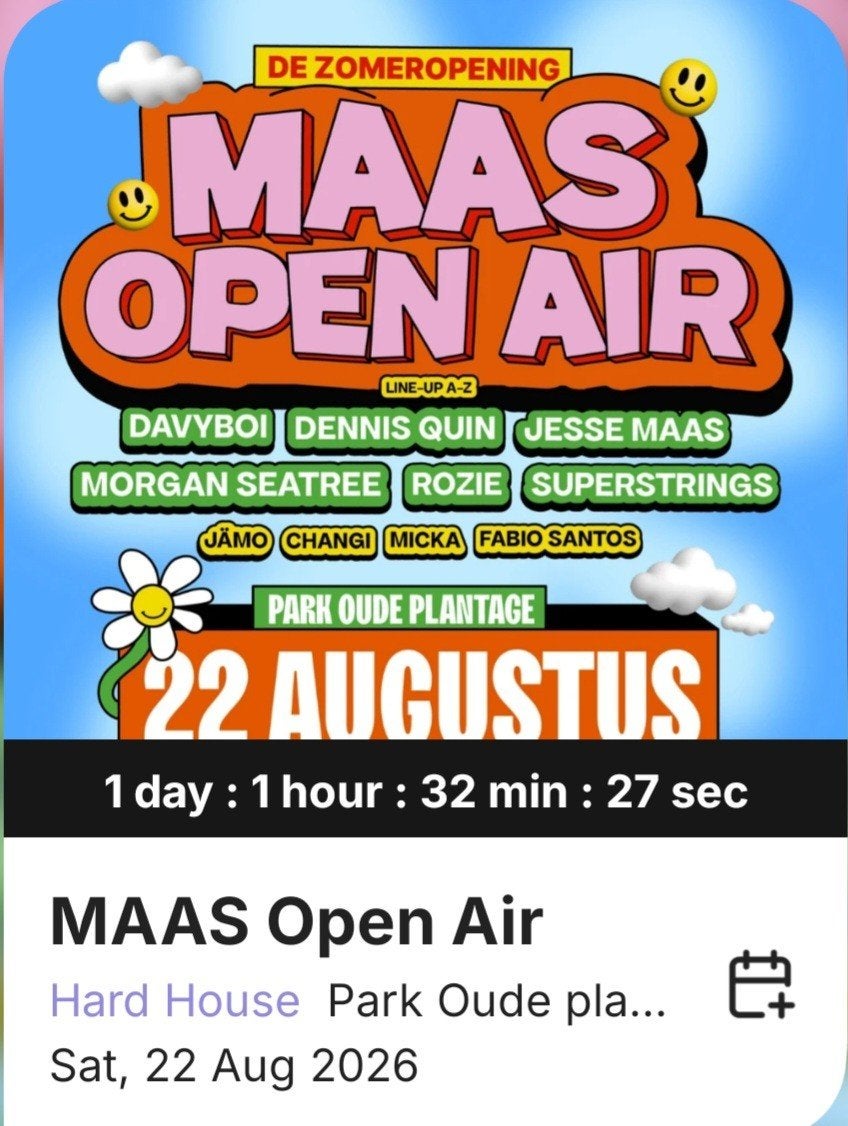 Maas Open Air Festival Rotterdam, Tickets en Kaartjes, Evenementen en Festivals, Drie personen of meer