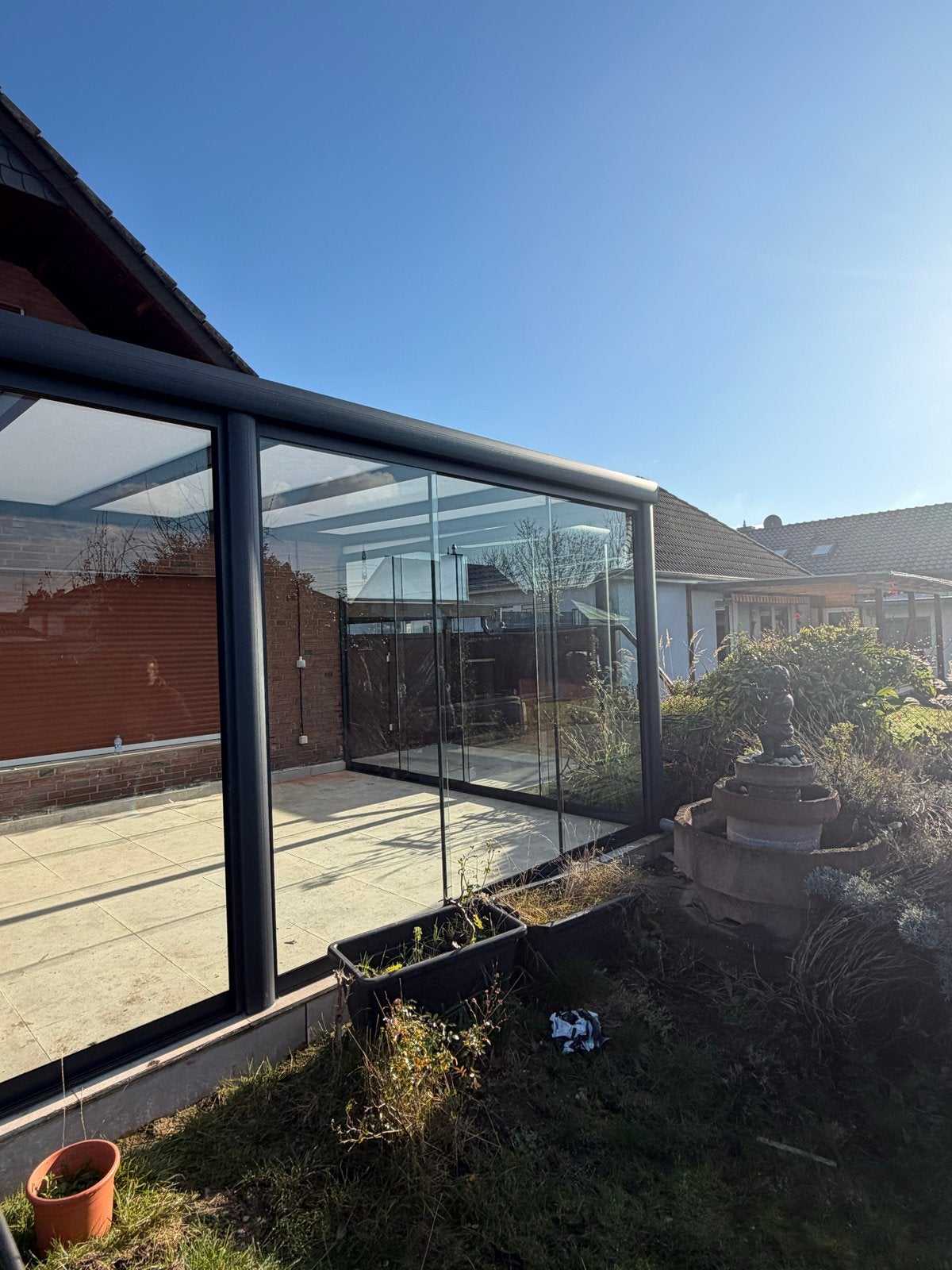 Moderne glazen overkapping /veranda voor uw tuin, Ophalen of Verzenden, Zo goed als nieuw, Serre