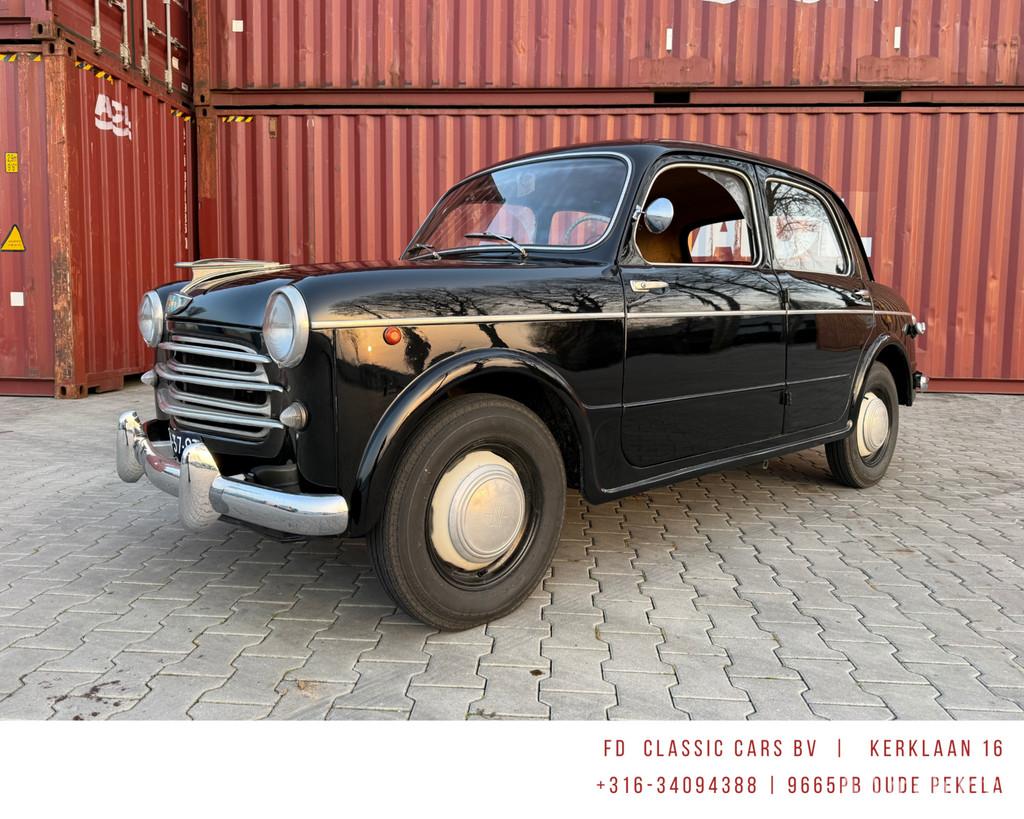 Fiat 1100 103B 1955 Luxe uitvoering Italiaanse klassieker, Achterwielaandrijving, Overige carrosserieën, 4 stoelen, Zwart