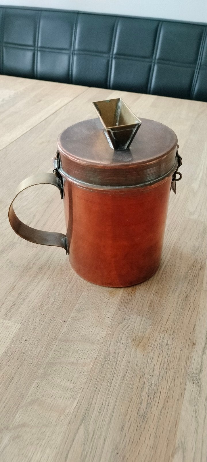 Antieke Koperen Collectebus met Handvat en Slot, Antiek en Kunst, Ophalen of Verzenden, Koper