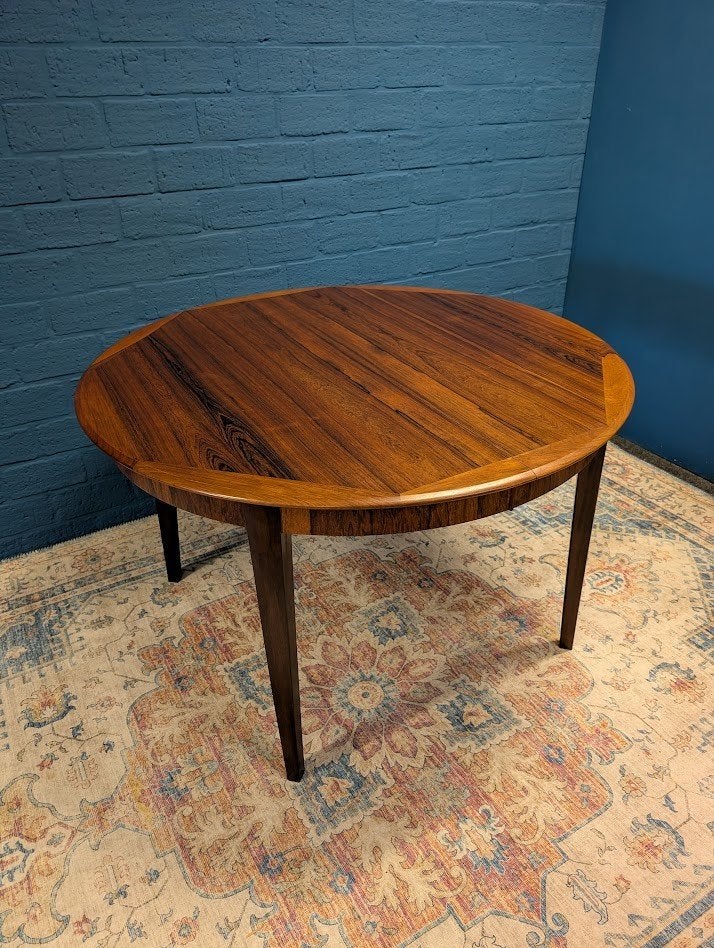 Vintage verlengbare ronde eettafel, palissander, jaren 60, Ophalen, Gebruikt, Rond, Overige houtsoorten
