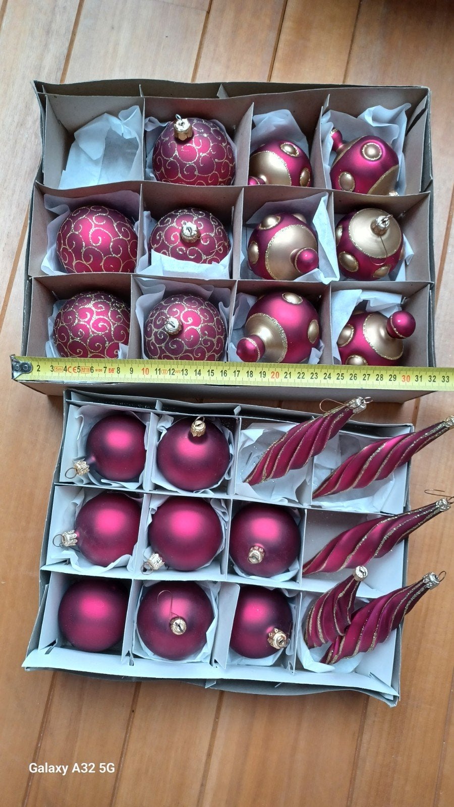 Prachtige dieprood/gouden kerstversiering, Ophalen