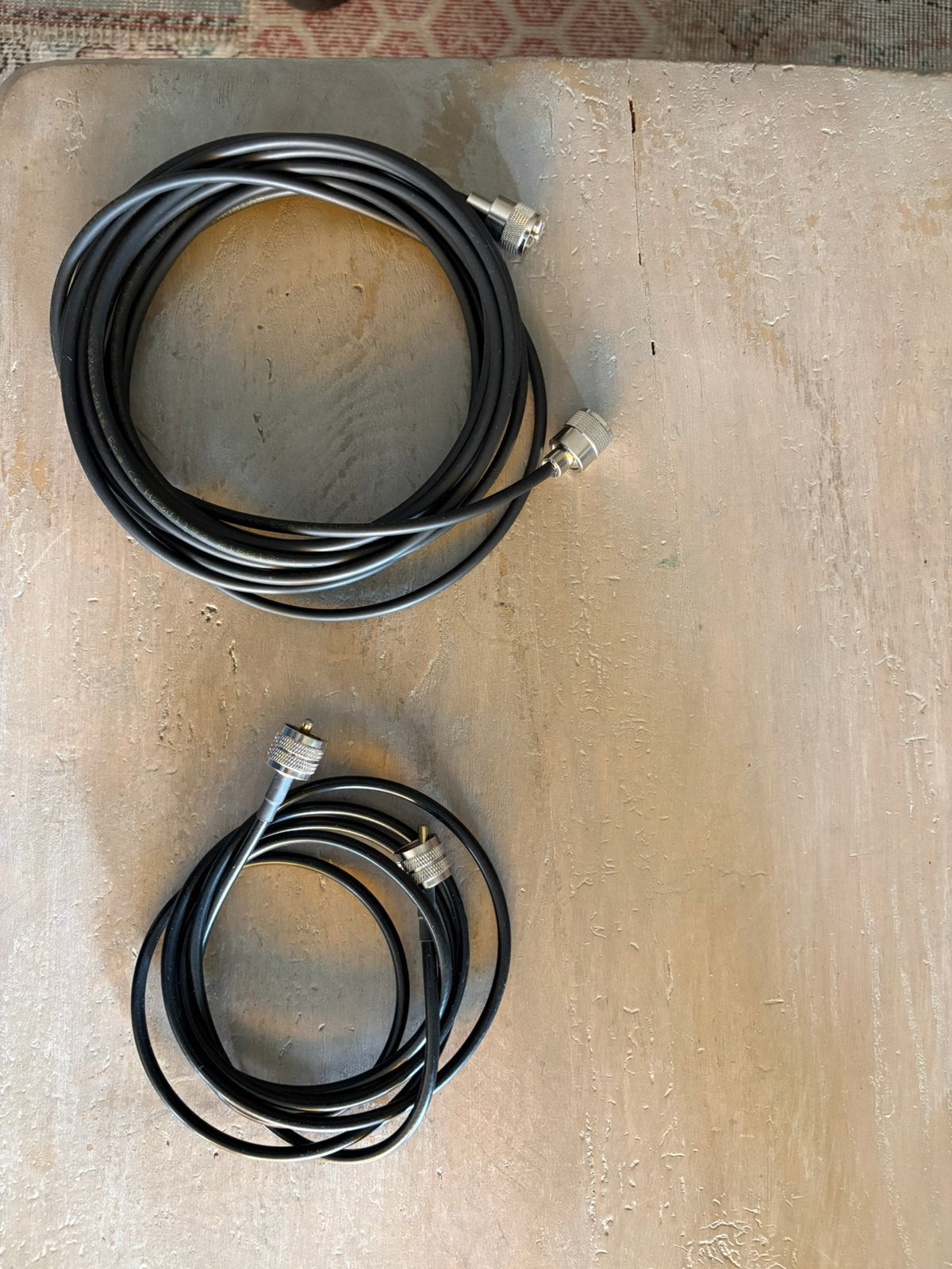 2x Coaxkabel RG58 uhf PL259 2m, 5m Antenne lintlijn en litze, Ophalen of Verzenden, Zo goed als nieuw