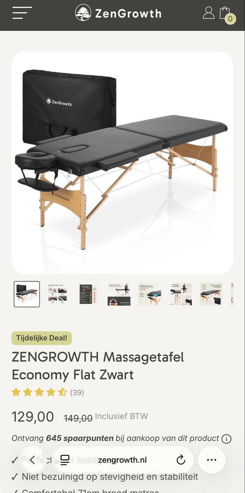 Massagetafel  Flat Zwart, Ophalen of Verzenden, Nieuw, Massagetafel