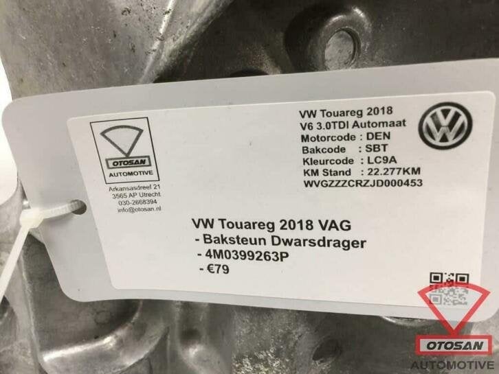 vw touareg 2018 vag baksteun dwarsdrager 4m0399263p, Auto-onderdelen, Transmissie en Toebehoren, Gebruikt, Volkswagen, Volkswagen AG