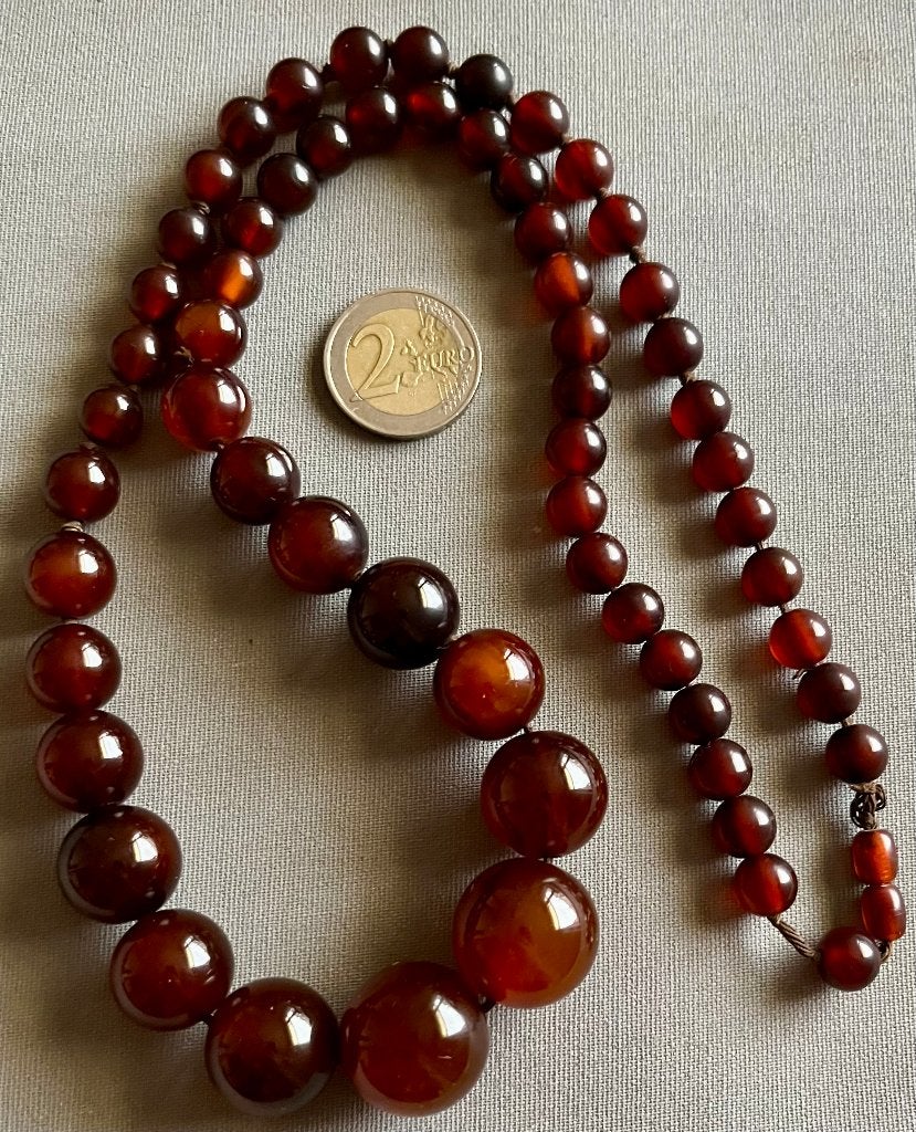 Bakeliet / Fenolhars Ketting, donker barnsteen / amber-kleur, Ophalen of Verzenden, Gebruikt, Bruin, Kunststof