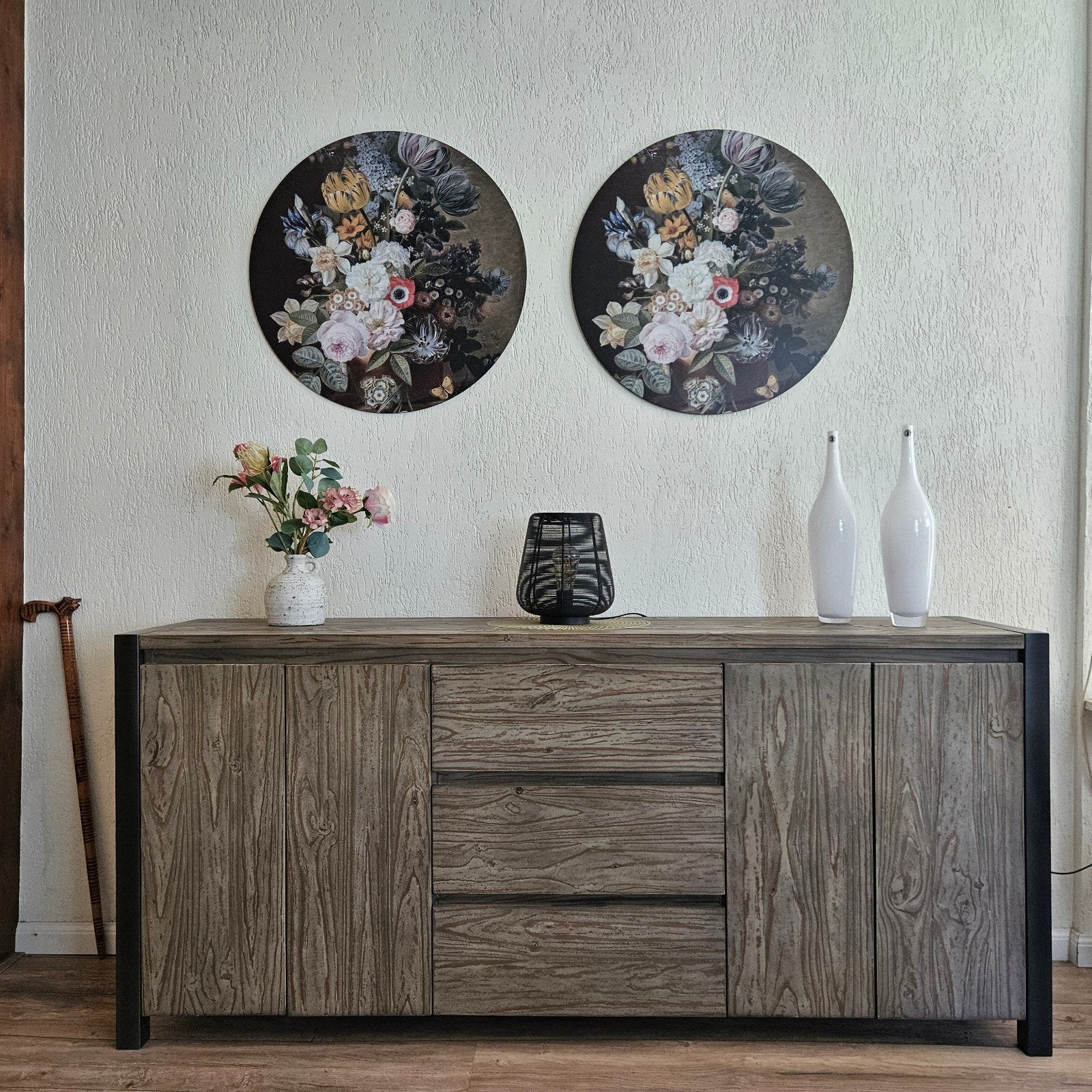 Industrieel dressoir met hout en staal, Ophalen