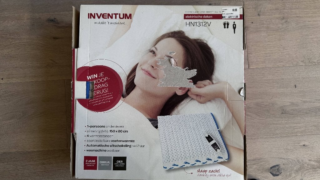 Inventum elektrische deken 1-persoons HN1312V, Huis en Inrichting, Ophalen, Eenpersoons, Wit, Overige merken