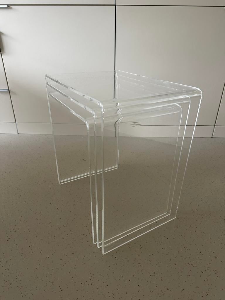 Vintage acryl - kunststof nesting tabel / bijzettafels, Ophalen of Verzenden, Zo goed als nieuw