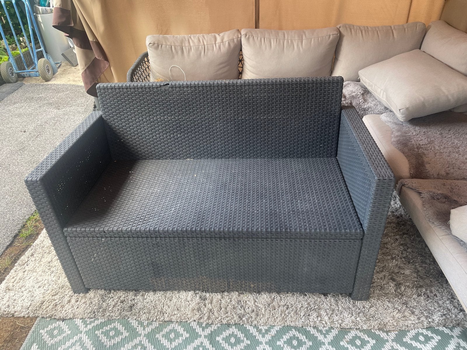 Comfortabele Wicker Tuinbank - 2 Zitplaatsen, Gebruikt, Loungeset, Wicker, Bank