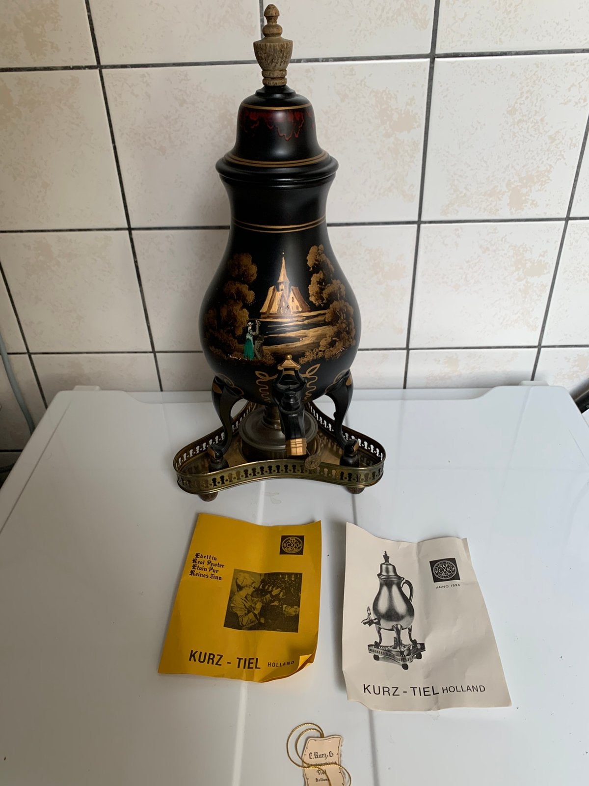 Tinnen Kraankan Kurz en Co + papieren, Verzenden