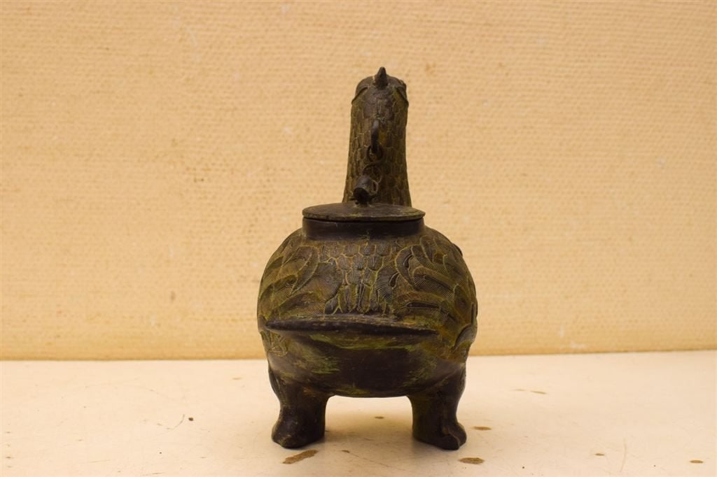Antiek Chinees bronzen Dynastie vogels z\'n pot kruik 49487, Huis en Inrichting, Ophalen of Verzenden, Gebruikt