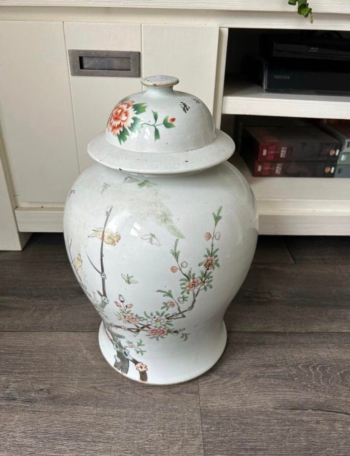 Porseleinen chinese pot Chinoiserie Balusterpot met Vogels, Antiek en Kunst, Antiek | Porselein, Ophalen of Verzenden
