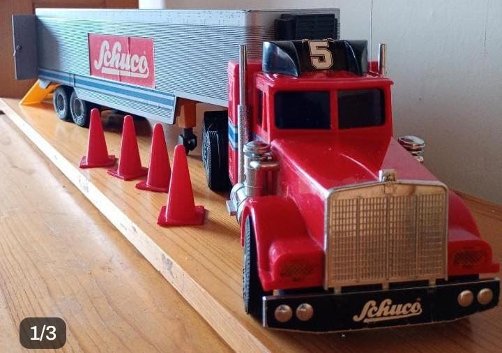 Vintage Schuco Truck met Oplegger - Jaren '70, Antiek en Kunst, Antiek | Speelgoed, Ophalen of Verzenden