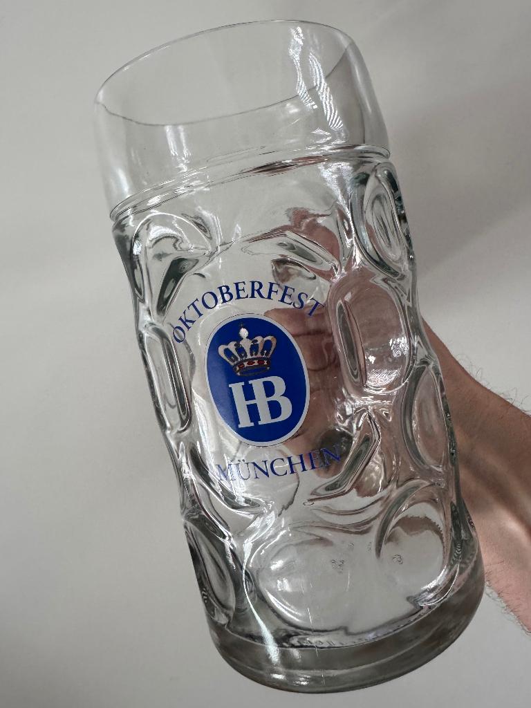 Bierglas Oktoberfest HB 1L, Ophalen of Verzenden, Zo goed als nieuw, Glas of Glazen, Overige merken