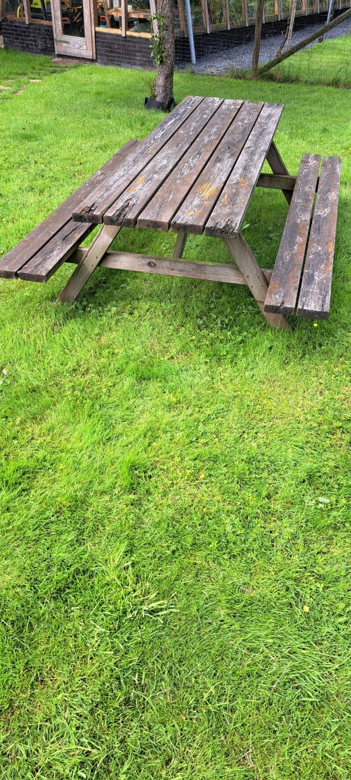 Gratis Picknicktafel, Tuin en Terras, Picknicktafels, Ophalen of Verzenden, Gebruikt, Rechthoekig, Hout