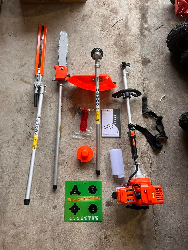 4 in 1 multi bosmaaier heggenschaar grastrimmer kettingzaag, Tuin en Terras, Bosmaaiers, Nieuw, Benzine, Ophalen