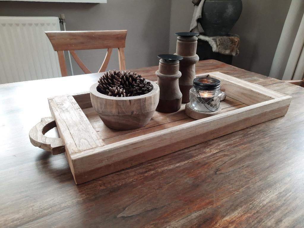 Houten dienblad tray schaal bak stoer sober landelijk, Ophalen, Nieuw, Rechthoekig, Hout