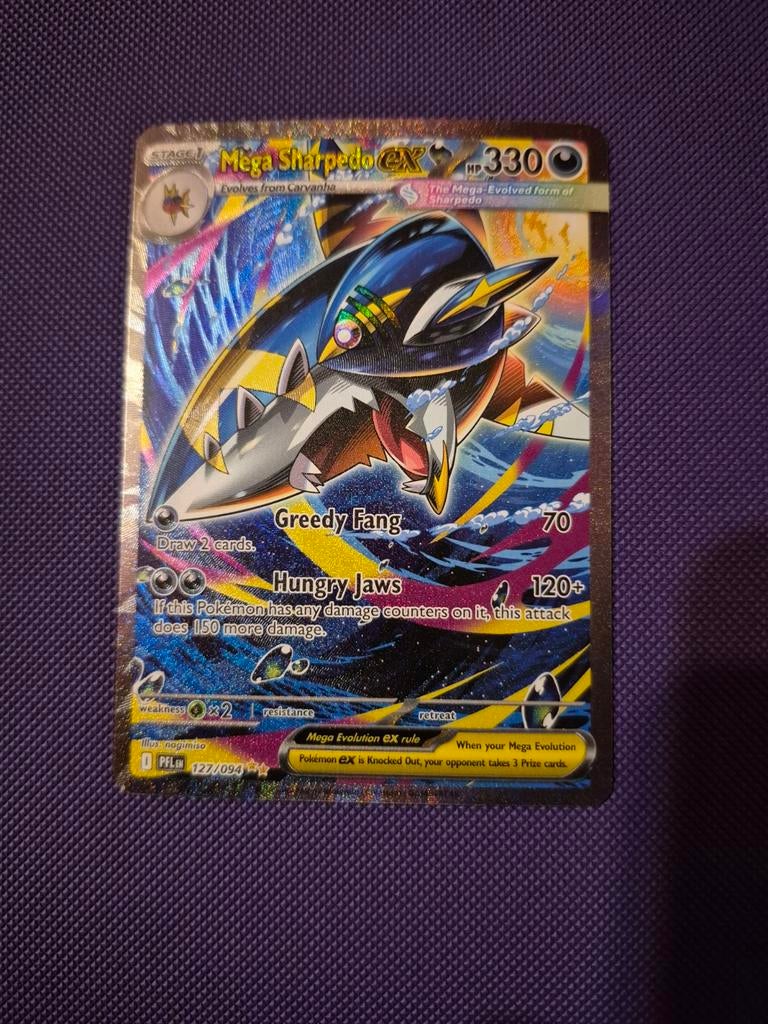 Mega Sharpedo EX Pokémon Kaart, Ophalen of Verzenden, Nieuw, Losse kaart, Foil