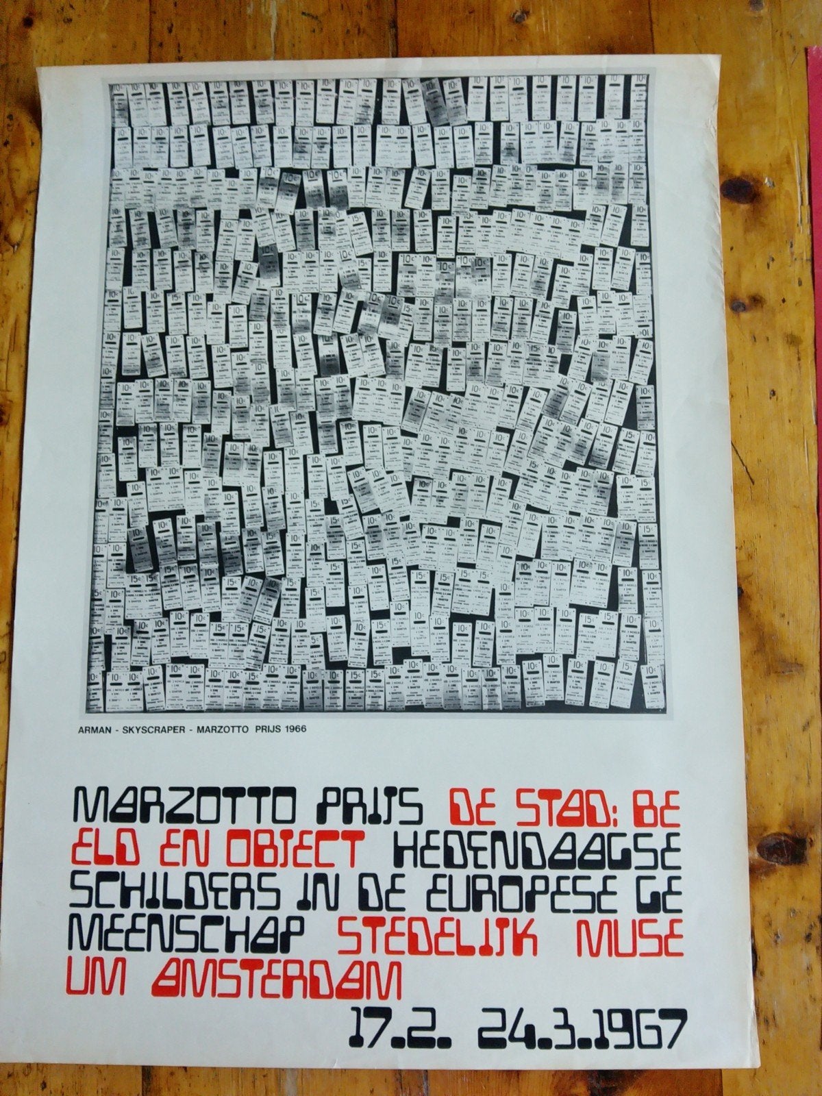 Arman Skyscraper Marzotto Prijs 1966 Stedelijk Museum Poster, Ophalen of Verzenden, A1 t/m A3, Reclame, Rechthoekig Staand