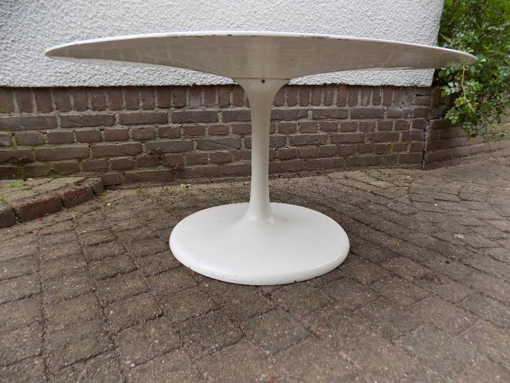 Vintage salontafel Arkana Tulip jaren 60 wit rond, Ophalen, Huis en Inrichting