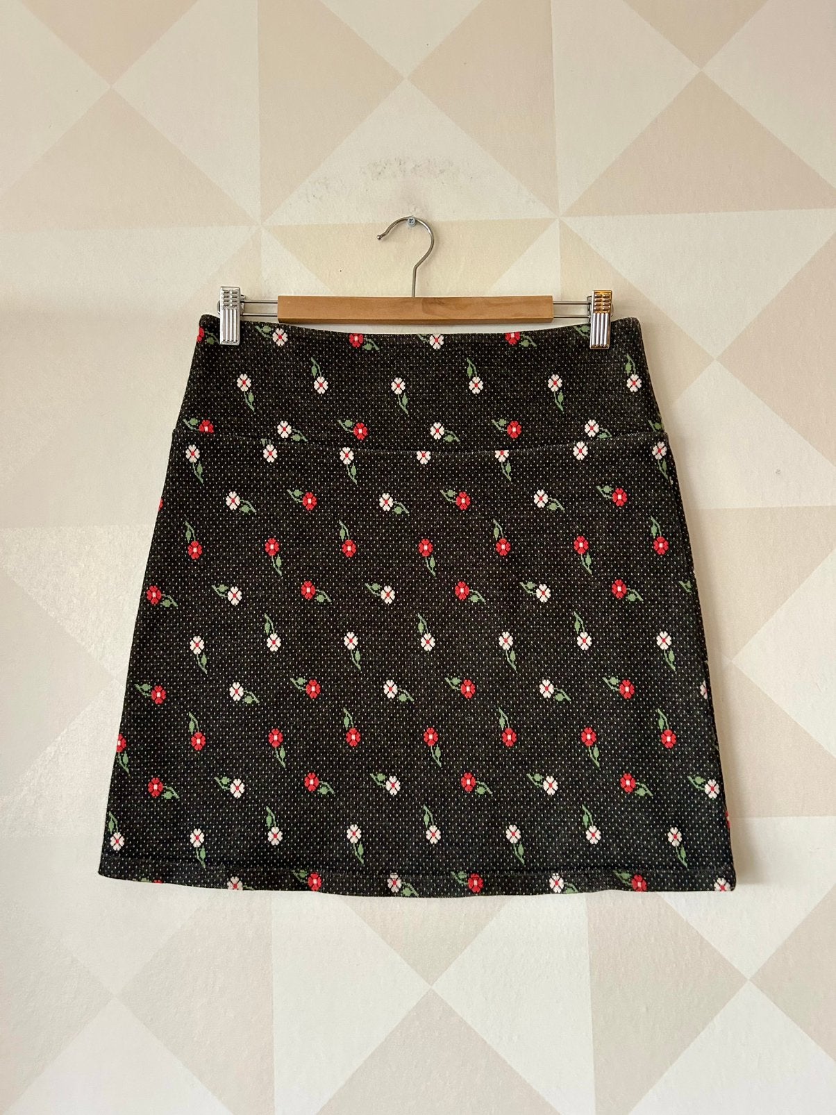 King Louie Border Skirt rok zwart bloem M/38 zgan, Maat 38/40 (M), Zwart, Ophalen of Verzenden, Zo goed als nieuw
