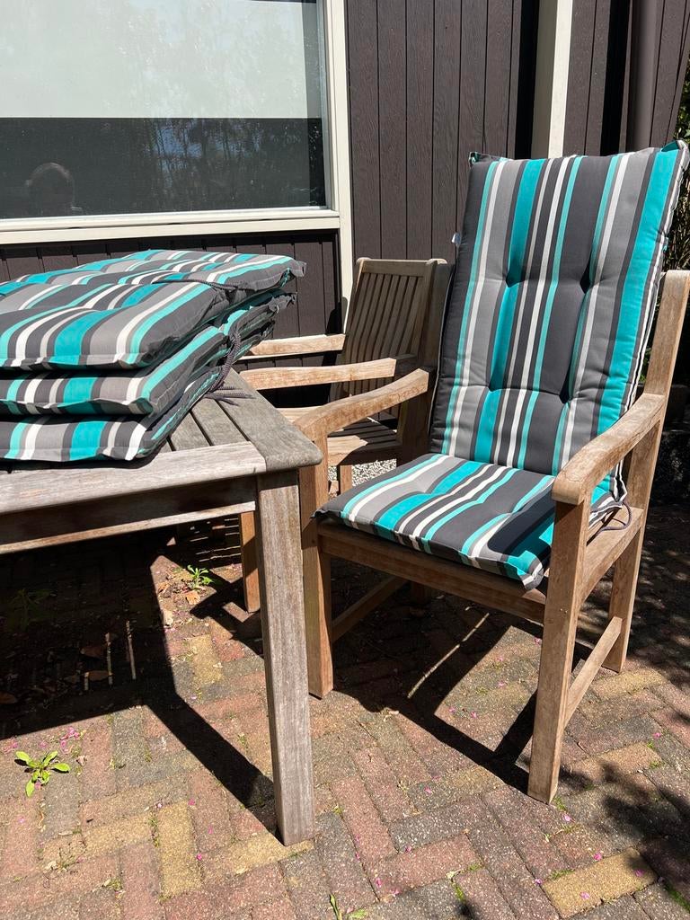 Tuinkussens gestreept - 4 stuks, Tuin en Terras, Tuinmeubel-accessoires, Ophalen, Gebruikt