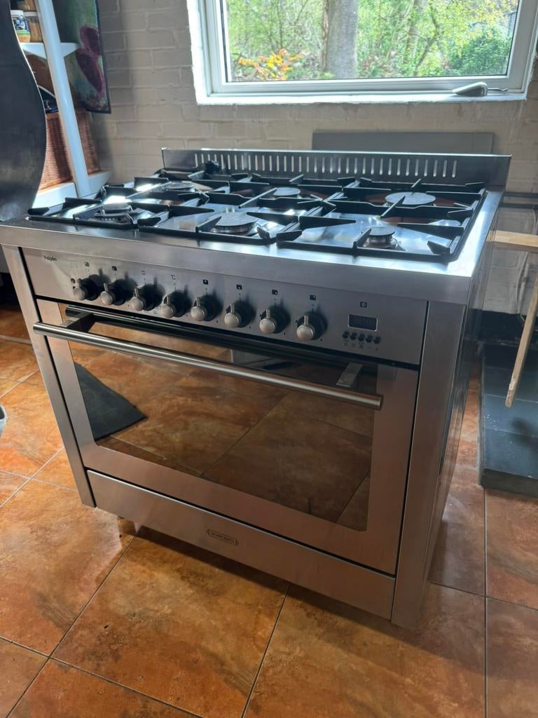 Gasfornuis 90 cm 6 pits, 60 cm of meer, Ophalen of Verzenden, Zo goed als nieuw, Gas