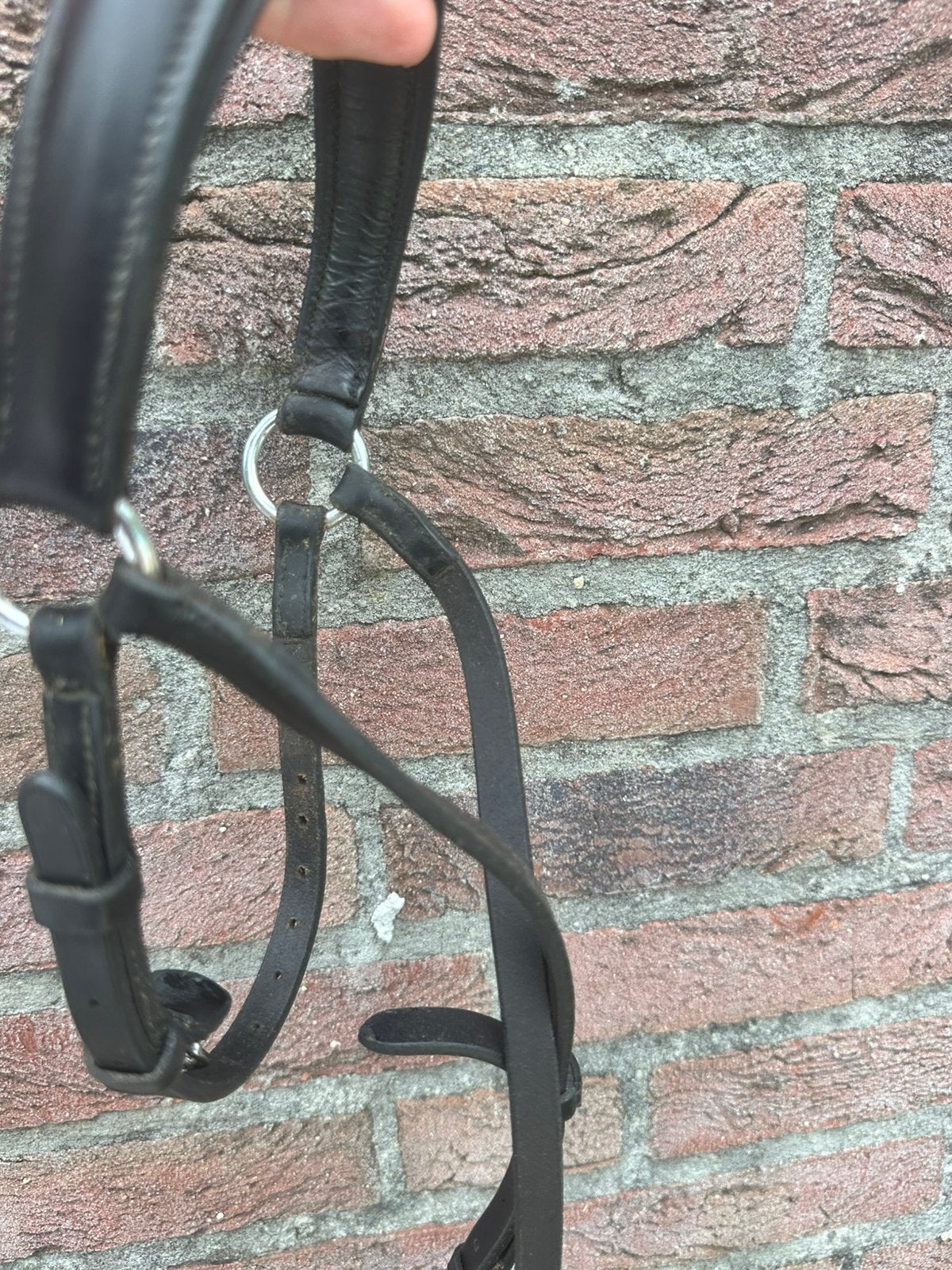 Zwarte leren lage neusriem BR, Ophalen of Verzenden, BR, Full, Zacht onderlegd