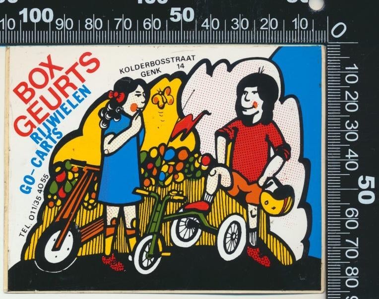 Sticker: Box Geurts Rijwielen - Genk, Verzamelen, Ophalen of Verzenden, Zo goed als nieuw, Bedrijf of Vereniging
