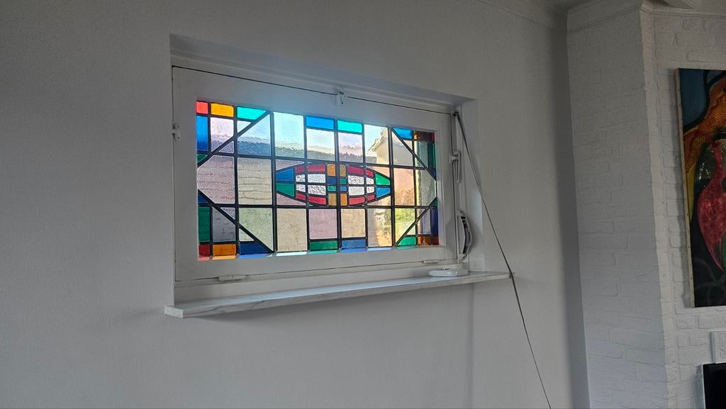 In prijs verlaagd!!! Prachtig glas in loodraam, Doe-het-zelf en Verbouw, Glas en Ramen, Ophalen, Gevelraam of Ruit, Gebruikt, 80 tot 120 cm
