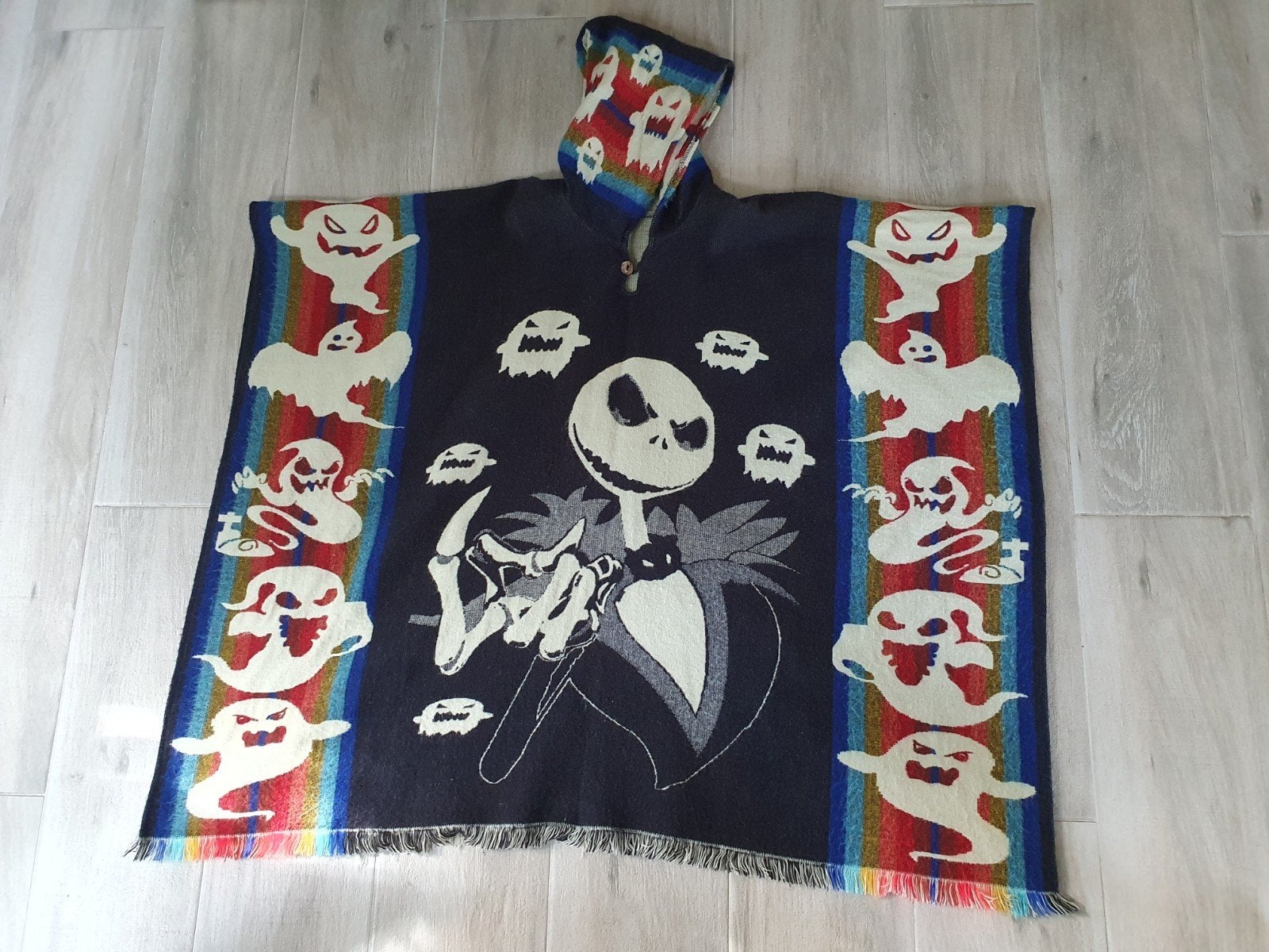 poncho the nightmare before christmas jack skeleton, Ophalen of Verzenden, Zo goed als nieuw, Halloween of Griezel