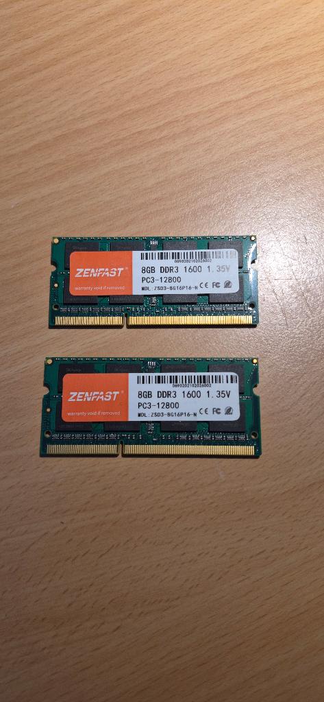 Laptop geheugen DDR3 1600Mhz 2x8Gb (16Gb), Computers en Software, RAM geheugen, Gebruikt, DDR3, Ophalen of Verzenden, Laptop